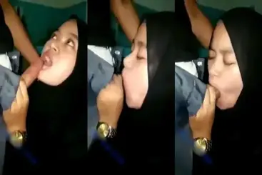 Hijabers Ketagihan Peju Sepong Kontol Keras Asyik